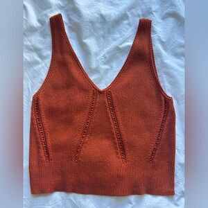 rust/orange knitted sweater tank/vest